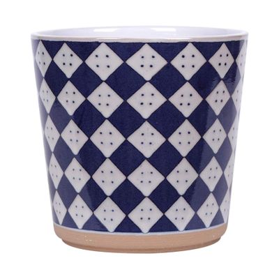 Blue Sky Ceramic Check 6.5'' Flower Pot
