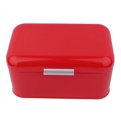 Alinory Bread Bin Box, Solid Color Retro Metal Bread Bin Box Large Capacity Kitchen Storage Container(Red)
