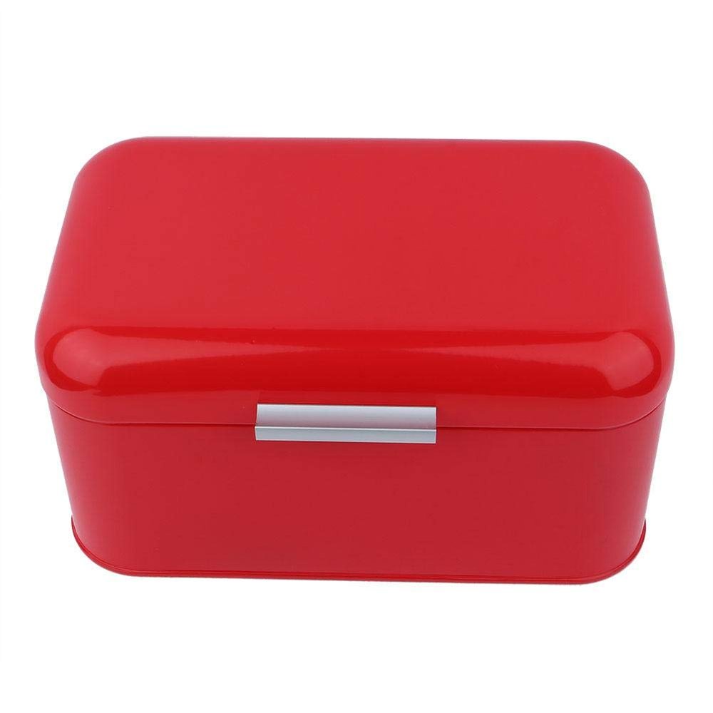 Alinory Bread Bin Box, Solid Color Retro Metal Bread Bin Box Large Capacity Kitchen Storage Container(Red)