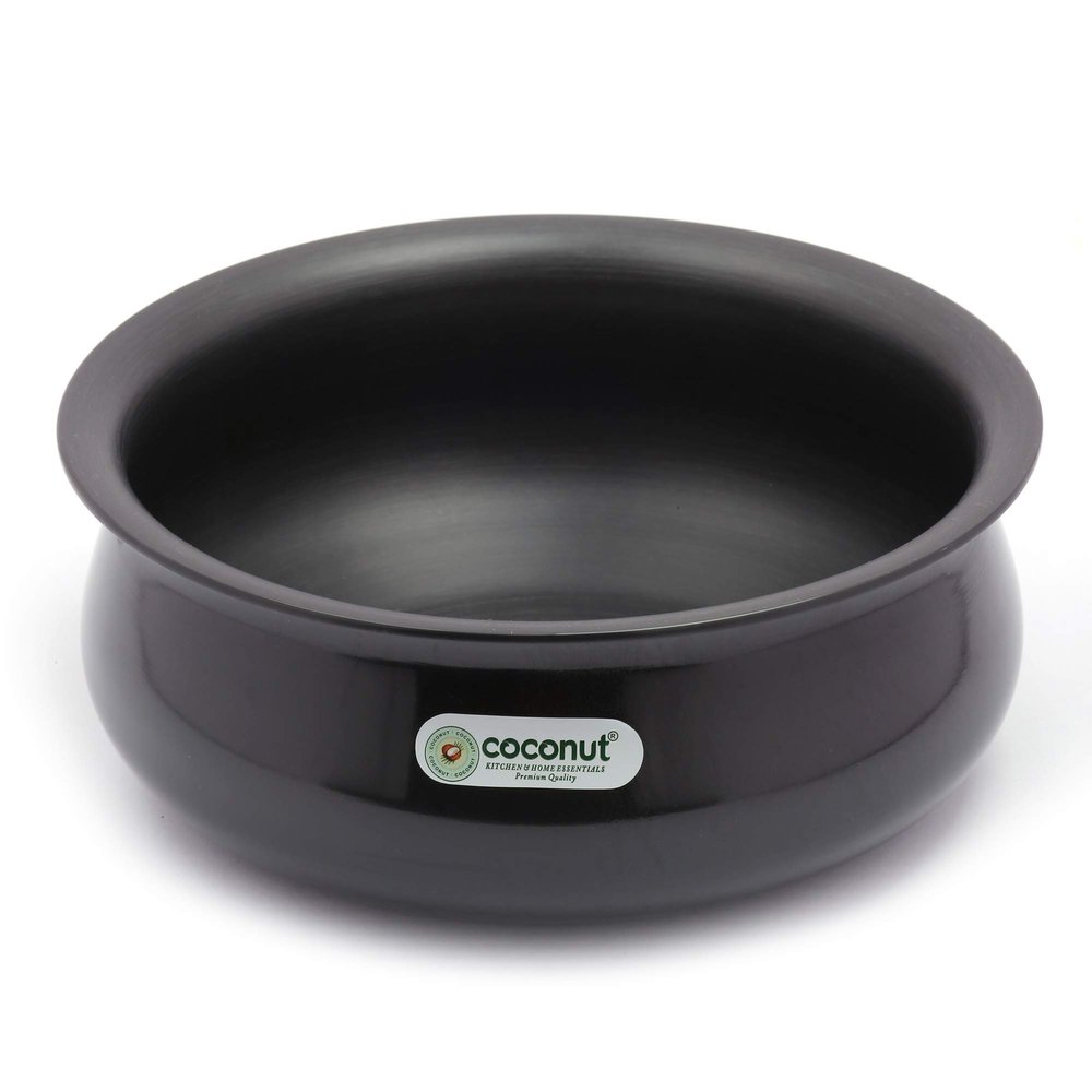 Coconut Hard Anodised Curry Pot Plain Cookware - Medium - Capacity - 2.5 litres - Gas Stove Top Compatible,Black
