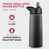 FineDine 25 Oz Insulated Water Bottle with Straw - Triple Walled Stainless Steel Metal Bottle W/ 3 Leak Proof Lids - For Travel, School, Sports, Gym/Men, Women & Kids - Inky Raven Black view 2