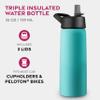 FineDine Water Bottle - Stainless Steel Insulated Water Bottle with Straw Lid, Flip Lid & Wide-Mouth Cap - Keeps Hot and Cold - 25 Oz / 739ml - Cheery Turquoise view 2