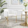 Modway Savour Tufted Performance Velvet Accent Armchair, Dining Chair, White view 2