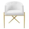 Modway Savour Tufted Performance Velvet Accent Armchair, Dining Chair, White view 4