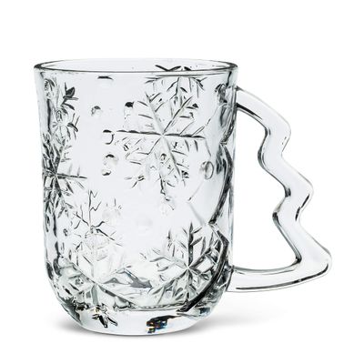 Abbott Collection 27-Neige Embossed Snowflake Mug, 4.5 inches H, Clear