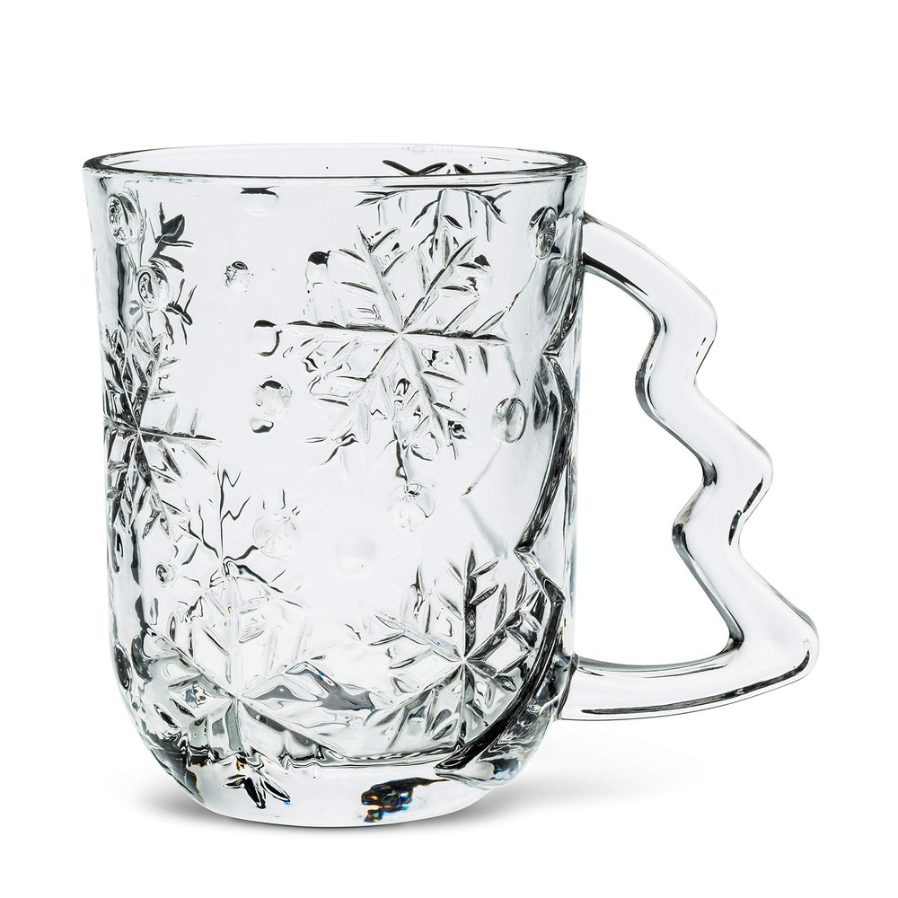 Abbott Collection 27-Neige Embossed Snowflake Mug, 4.5 inches H, Clear