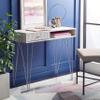 SAFAVIEH Home Office Collection Marigold White Wash and Silver 1-Drawer Hairpin Leg Desk view 1