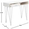 SAFAVIEH Home Office Collection Marigold White Wash and Silver 1-Drawer Hairpin Leg Desk view 2