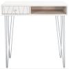 SAFAVIEH Home Office Collection Marigold White Wash and Silver 1-Drawer Hairpin Leg Desk view 4