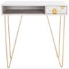 SAFAVIEH Home Office Collection Raveena White Wash and Brass 1-Drawer Hairpin Leg Desk view 1