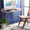 SAFAVIEH Home Office Collection Raveena White Wash and Brass 1-Drawer Hairpin Leg Desk view 2
