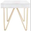 SAFAVIEH Home Office Collection Raveena White Wash and Brass 1-Drawer Hairpin Leg Desk view 4