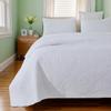Brandream Solid White Quilt Set Queen King Size Premium Cotton Luxury Farmhouse Damask Matelasse Quilt Bedding Set Lightweight Quilted Comforter Set(96x104) view 1