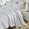 Brandream Solid White Quilt Set Queen King Size Premium Cotton Luxury Farmhouse Damask Matelasse Quilt Bedding Set Lightweight Quilted Comforter Set(96x104) view 2