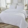 Brandream Solid White Quilt Set Queen King Size Premium Cotton Luxury Farmhouse Damask Matelasse Quilt Bedding Set Lightweight Quilted Comforter Set(96x104) view 3