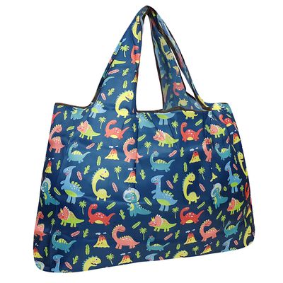 allydrew Large Foldable Tote Nylon Reusable Grocery Bag, Dinosaurs