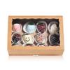 JCXGRVC 24PCS 10 x 7 x 2.5 inches Professional One Piece Strawberries Boxes, Cookies Boxes with With Clear Window for Visibility, Brown Natural Kraft Paper Box view 1