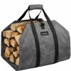 Amagabeli Firewood Carrier Waxed Canvas Log Tote Carrying Bag Heavy Duty Fire Large Wood Fireplace Carrier Bag with Handles for Camping Firewood Log Holder Wood Sling Cabin Stove Accessories Grey view 1
