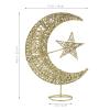 Wrought Iron Christmas Tree Topper Glittering Star and Moon Treetop Home Decor Party Supplies,Golden 20cm view 2