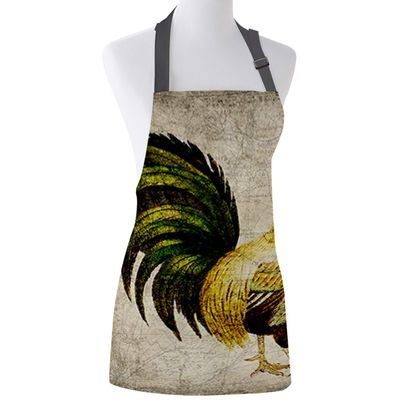 Cock Rooster Adjustable Professional Bib Apron 19 x 23 inch Painting Apron Cotton Canvas Cooking Kitchen Apron for Women Men Adults Rustic World Map