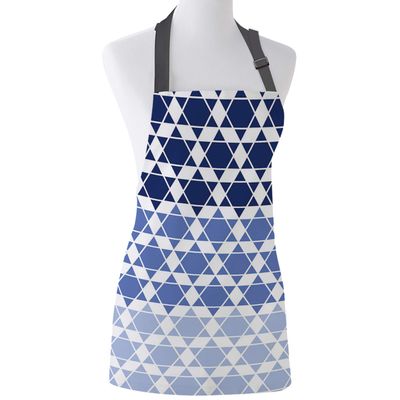 CyCoShower Geometric Canvas Adjustable Cooking Apron 19 x 23 inch Easy to Use Chef Kitchen Smock Nail Bib Unisex Server Apron for Women Kids Teen Girls Kids Men Blue Gradient Hexagonal Star