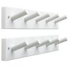 SKOLOO Wooden Wall Mounted Coat Rack,16'' Hole to Hole, 5 Pegs Bamboo Wall Hook for Hanging Clothes Robes Towels Hats,White view 1