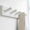 SKOLOO Wooden Wall Mounted Coat Rack,16'' Hole to Hole, 5 Pegs Bamboo Wall Hook for Hanging Clothes Robes Towels Hats,White view 2