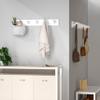 SKOLOO Wooden Wall Mounted Coat Rack,16'' Hole to Hole, 5 Pegs Bamboo Wall Hook for Hanging Clothes Robes Towels Hats,White view 3