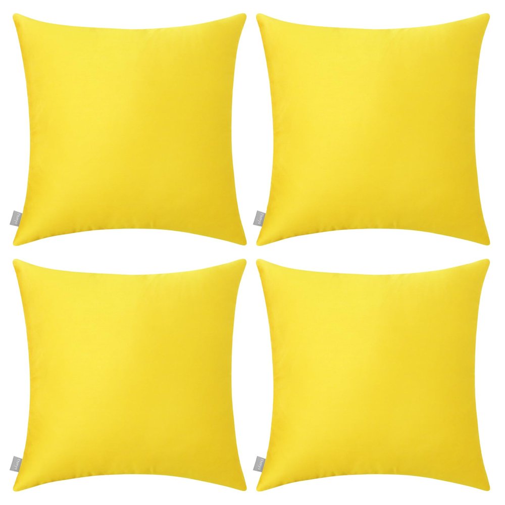 4-Pack 100% Cotton Comfortable Solid Decorative Throw Pillow Case,Thmyo Square Cushion Cover Pillowcase Sublimation Blank Pillow Covers DIY Throw Pillowcase for Sofa(18x18 inch/ 45x45cm,Lemon Yellow)