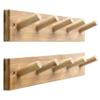 SKOLOO Wooden Wall Mounted Coat Rack,16'' Hole to Hole, 5 Pegs Bamboo Wall Hook for Hanging Clothes Robes Towels Hats,Natural Gold view 1