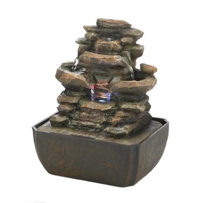 Tiered Rock Formation Tabletop Fountain 8.25x6.25x10.25