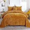 Tache Velvet Dreams Luxurious Velveteen Velour Super Soft Plush Warm Cozy Elegant Ripple Waves Stitch Quilted Coverlet Yellow Melted Gold Bedspread Set, King view 1