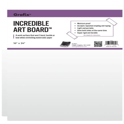 Grafix Incredible Art Board - Pack of 2 Durable, Light-Weight, Water-Resistant, Reusable Foam Core Art Board, Great for Stretching Watercolor Paper, 16 x 24