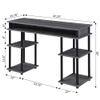Convenience Concepts Designs2Go No Tools Desk Home Office Desk with Shelves, Corner Shelf Vanity Desk Computer Desk Nail Table for Nail Tech - 47.25" L x 15.75" W x 30" H, Charcoal Gray/Black view 3