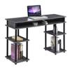 Convenience Concepts Designs2Go No Tools Desk Home Office Desk with Shelves, Corner Shelf Vanity Desk Computer Desk Nail Table for Nail Tech - 47.25" L x 15.75" W x 30" H, Charcoal Gray/Black view 4