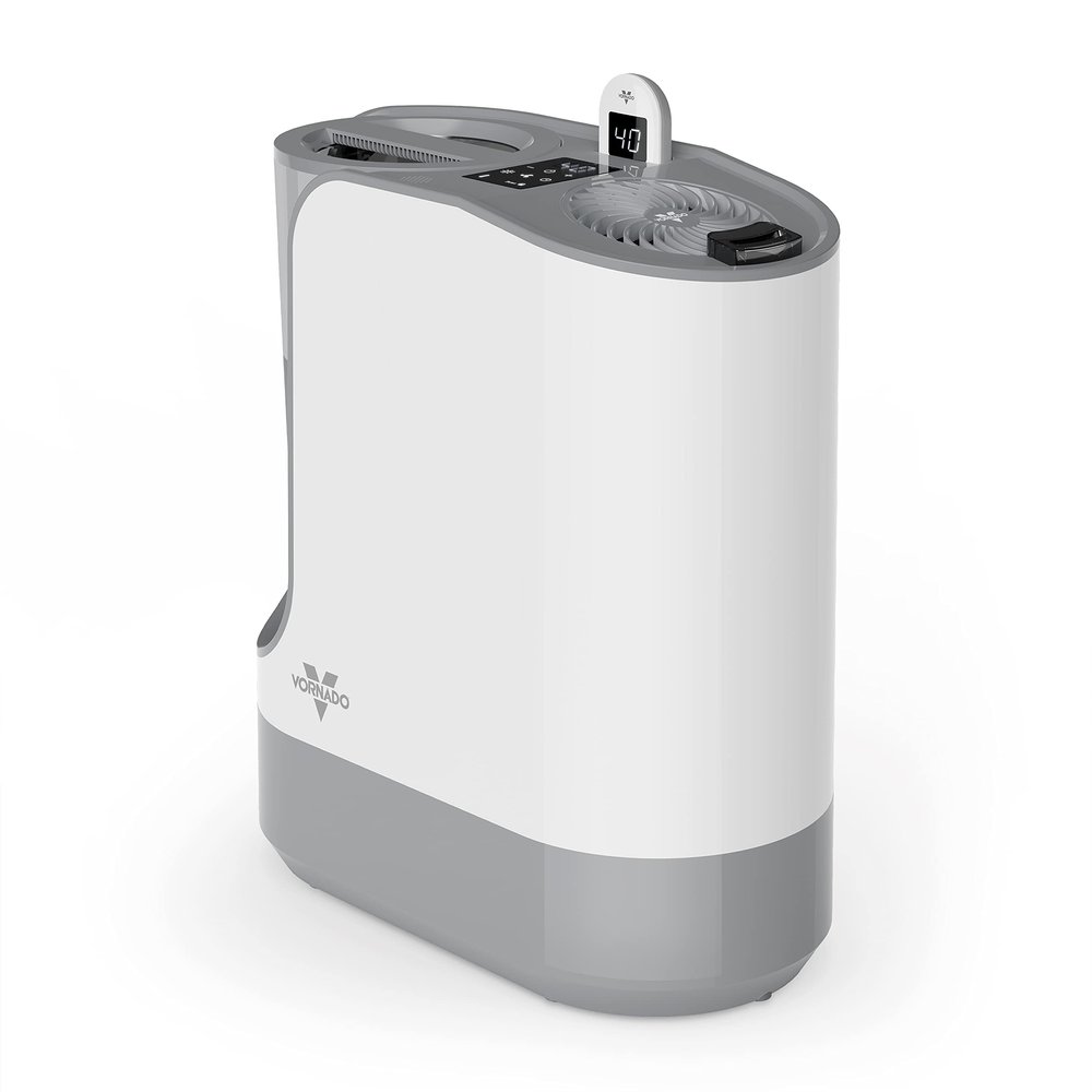 Vornado UH200 Ultrasonic Humidifier with Fan-Assisted Whole Room Humidification, Auto Humidity Control, Remote, and Electronic Humidistat, UH200  1.75 gal tank, White