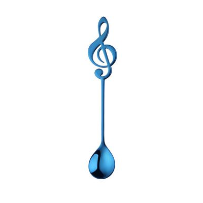 Asian soup spoons Music Note Spoons Teaspoons Colorful Dessert Spoon,304 Stainless Steel Musical Notation Shaped Coffee Spoons (multi-color) chinese soup spoons (Color : Blue, Size : L)