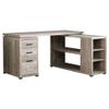 Offex 60" L Taupe Reclaimed Wood-Look L-Shaped Left or Right Facing Corner Computer Desk with Storage Drawers view 1