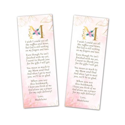 30 bookmarks monogram initials baby shower favors personalized