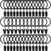 AMZSEVEN 40 Pack Curtain Rings with Clips, Drapery Clips with Rings, Drapes Rings 1.26 in Interior Diameter, Fits up to 1 in Curtain Rod, Black view 1