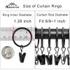 AMZSEVEN 40 Pack Curtain Rings with Clips, Drapery Clips with Rings, Drapes Rings 1.26 in Interior Diameter, Fits up to 1 in Curtain Rod, Black view 3