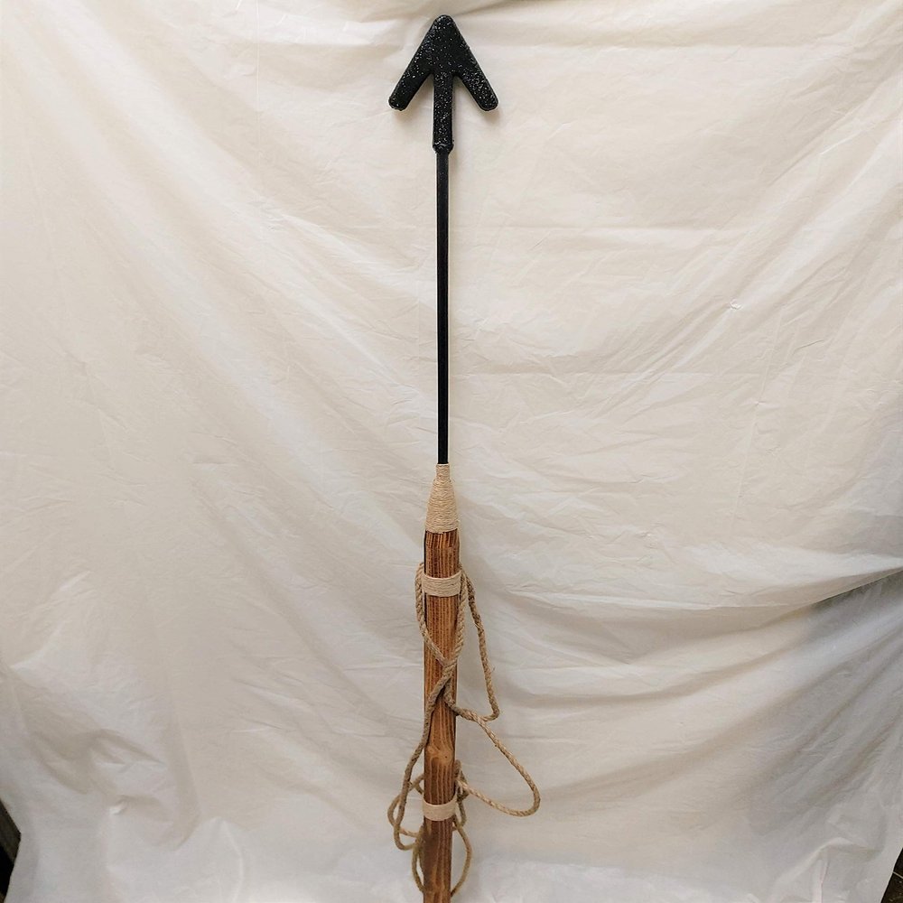 DRH Steel Tipped Harpoon - Distressed Solid Wood Nautical Decor - Fishing Spear with Metal Rod - Perfect Decorative Fishing Harpoon Spear Gift for Sailors (Double Fluke)