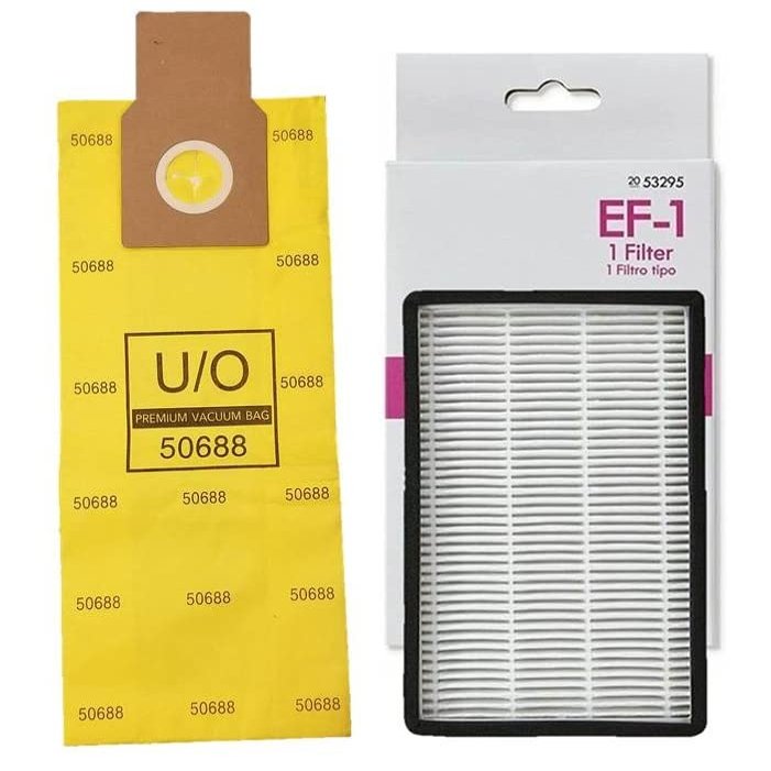 12 50688 Bags + 1 EF-1 HEPA Media Filter Kit. Compatible with Kenmore Progressive Upright Vacuums. 12 Style U/L/O 2-PLY Bags 50688 + 1 Sears EF-1 Filter 20-53295 86889