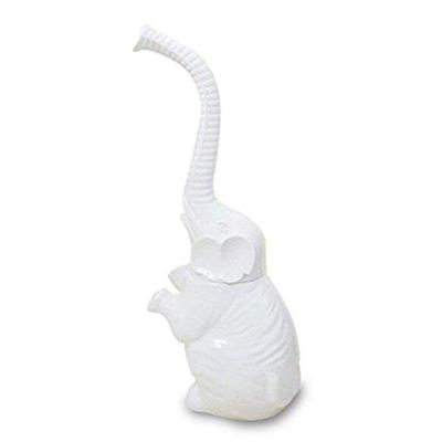 Creative Ceramic Toilet Brush Holders Bathroom WC Soft Bristled Detachable Elephant Shape Long Handle Toilet Brush Set (Color : White)