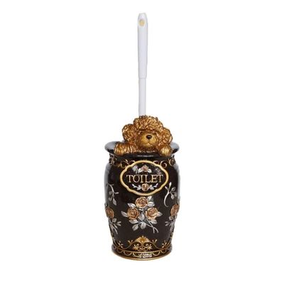 Creative Teddy Toilet Brush and Holder Bathroom WC Resin Toilet Brush Set Detachable Long Handle Cute Scrubber Set (Color : Black)