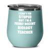 EzGift Funny Biology Teacher Wine Glass Saying Fix Stupid Gift For Coworker Gag Insulated Tumbler With Lid Teal view 1