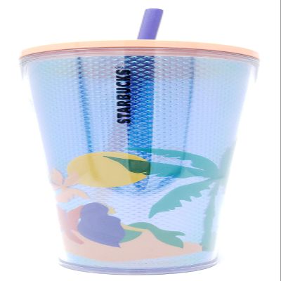 Summer 2020 Tropical Mermaid Palm Tree Acrylic Cold Cup Tumbler 24oz