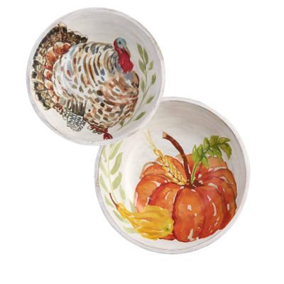 Mud Pie Fall Wood Bowl Set