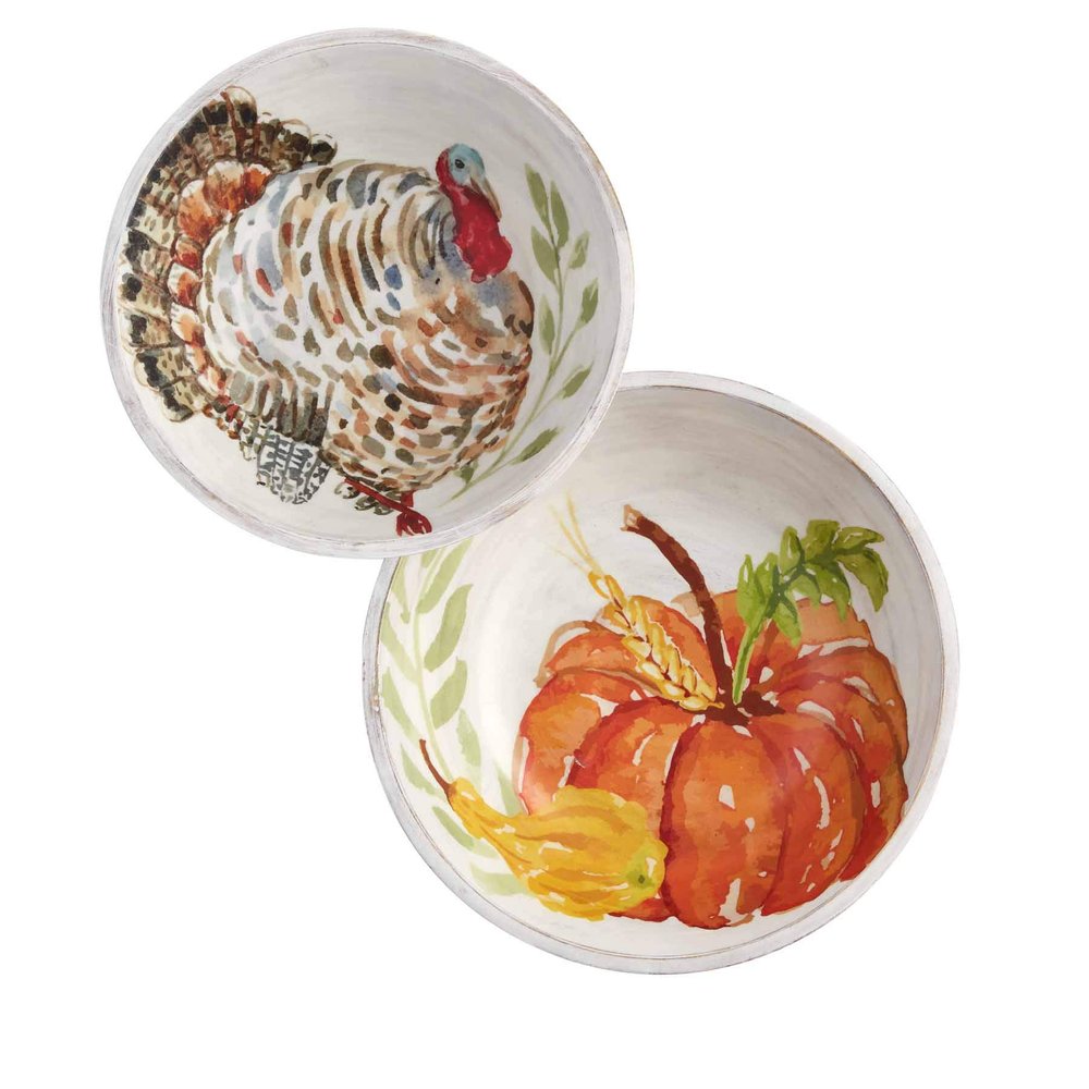 Mud Pie Fall Wood Bowl Set