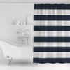 ALAGEO Navy Blue Waterproof Polyester Shower Curtain - Nautical Stripe Fabric, Navy and White, 48" x 72" view 2